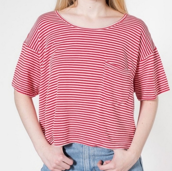 American Apparel Red White Stripe Oversize T-shirt - Picture 1 of 1